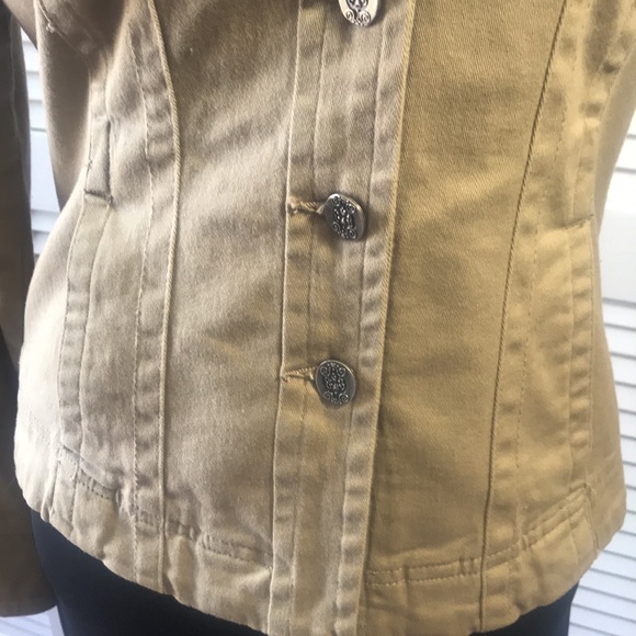 Brown jean jacket. Size small. Cotton/spandex. - Picture 8 of 12